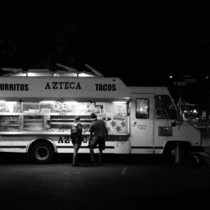 taco food truck at night